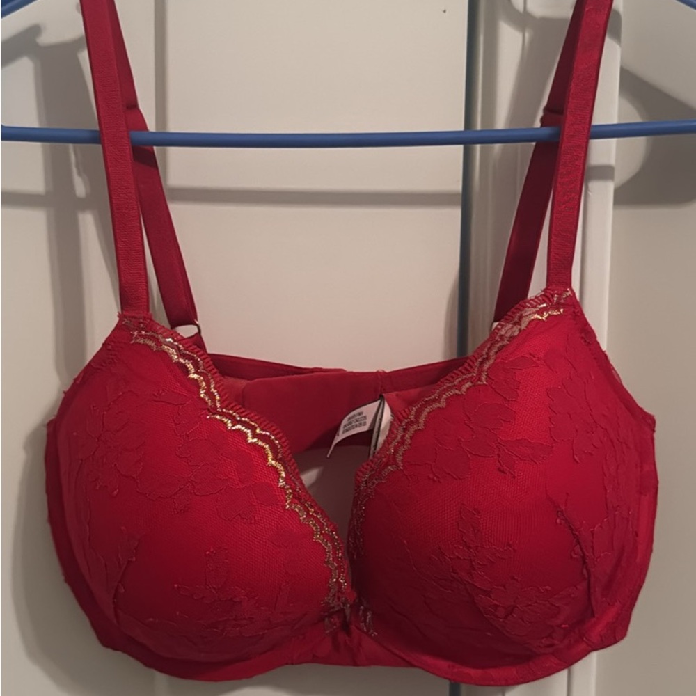 Victoria's Secret Red and Gold Lace Bra
